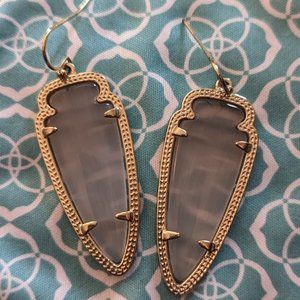 Kendra Scott Gold with Grey Transluscent Arrowhead Earrings